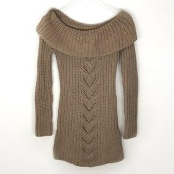 COPY - NWT BEBE BEIGE OFF-THE-SHOULDER COWL SWEATER S - Picture 1 of 5